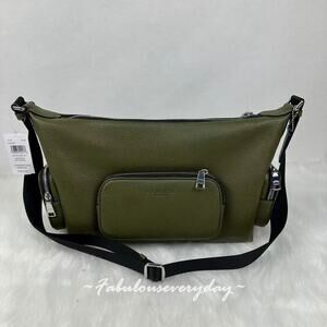 Coach Men's Finn Crossbody Bag With Pockets In Leather/Silver/Olive CCG15 NWT